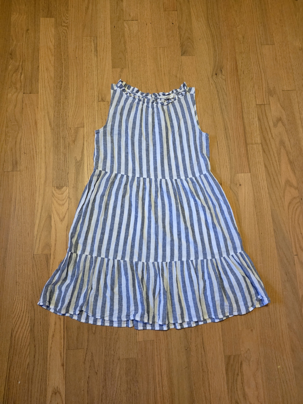 beachlunchlounge Blue and White Striped Tiered Sleeveless Dress - Picture 1 of 5